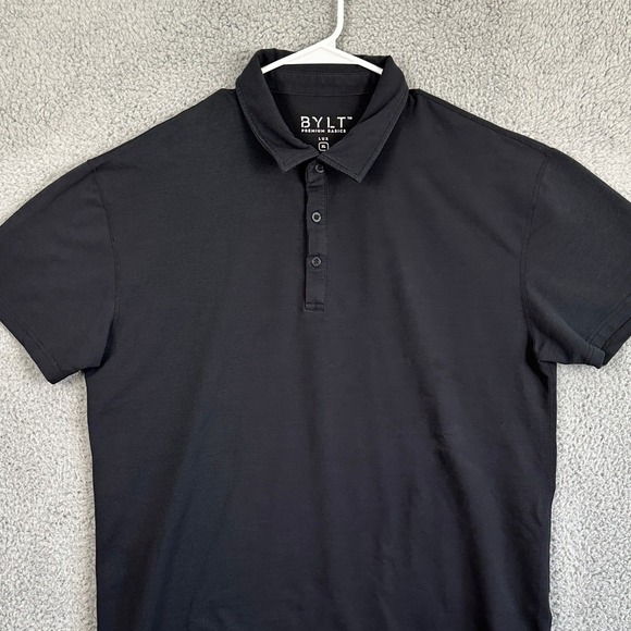 BYLT Basics Shirt Polo Mens XL Black Short Sleeve Rugby Casual Outdoor Stretch